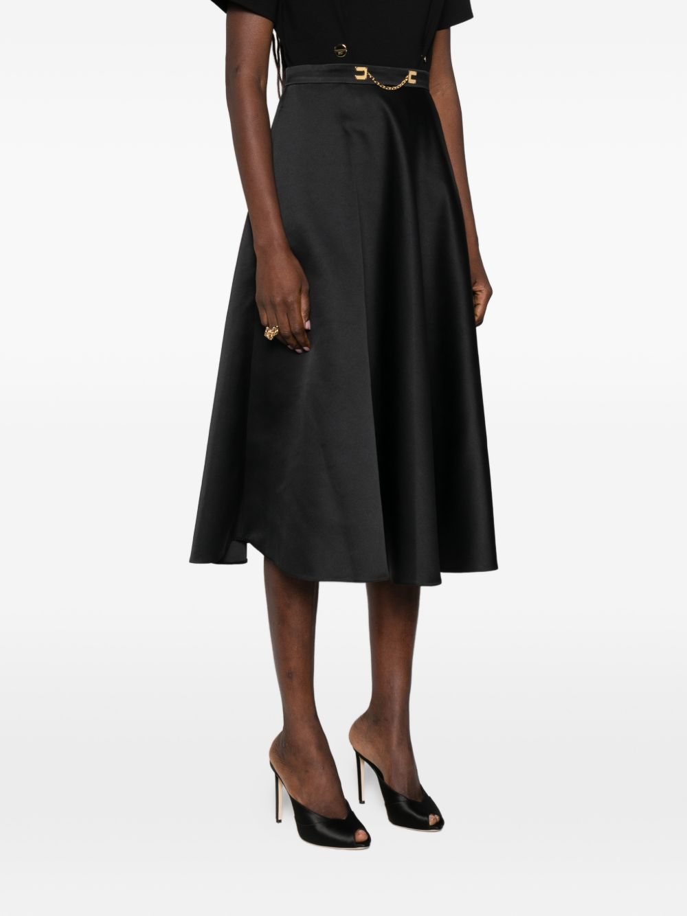 Elisabetta Franchi Midi Skirt Refined Black black