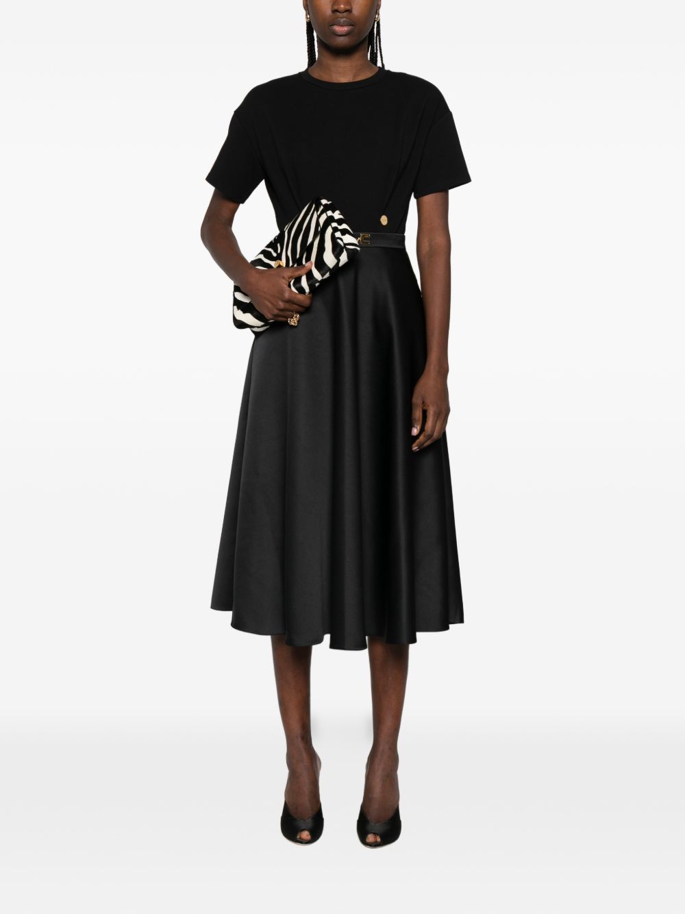 Elisabetta Franchi Midi Skirt Refined Black black