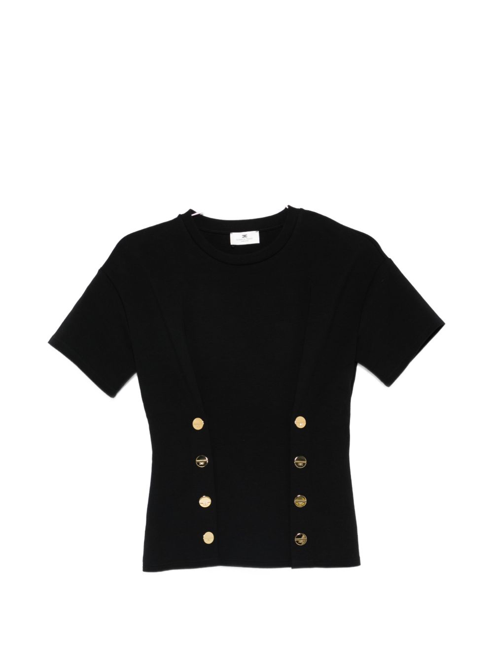 Elisabetta Franchi Fitted Crewneck Cotton T-Shirt Black black