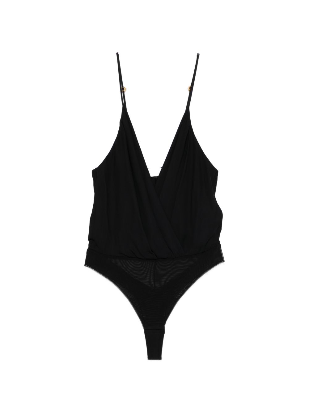 Elisabetta Franchi Silk V-Neck Bodysuit Black