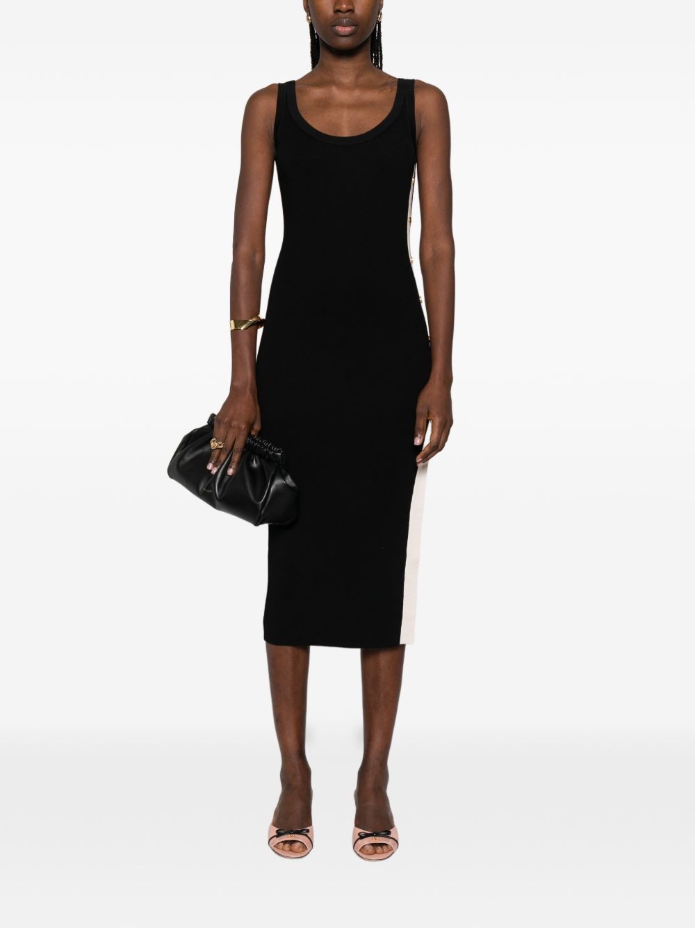 Elisabetta Franchi Knitted Midi Dress Black black