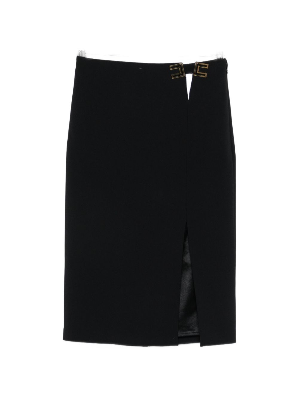 Elisabetta Franchi Logo Slit Midi Skirt Black