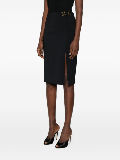 Elisabetta Franchi High-Waisted Midi Skirt Black