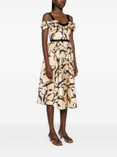 Elisabetta Franchi Ribbon-Print Midi Dress Beige