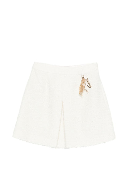 Emporio Armani Textured Tweed Mini Skirt White