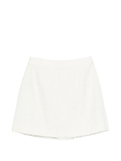 Emporio Armani Textured Tweed Mini Skirt White