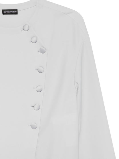 Emporio Armani Layered Hem Round Neck Shirt Light Grey