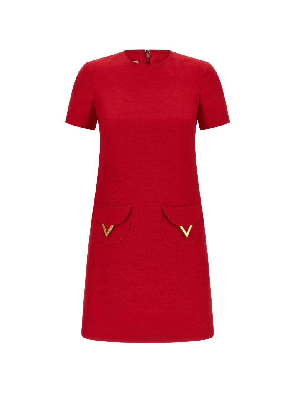 Valentino VLogo Signature Wool Silk Dress Red