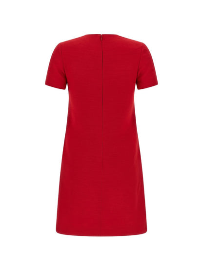 Valentino VLogo Signature Wool Silk Dress Red
