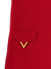 Valentino VLogo Signature Wool Silk Dress Red