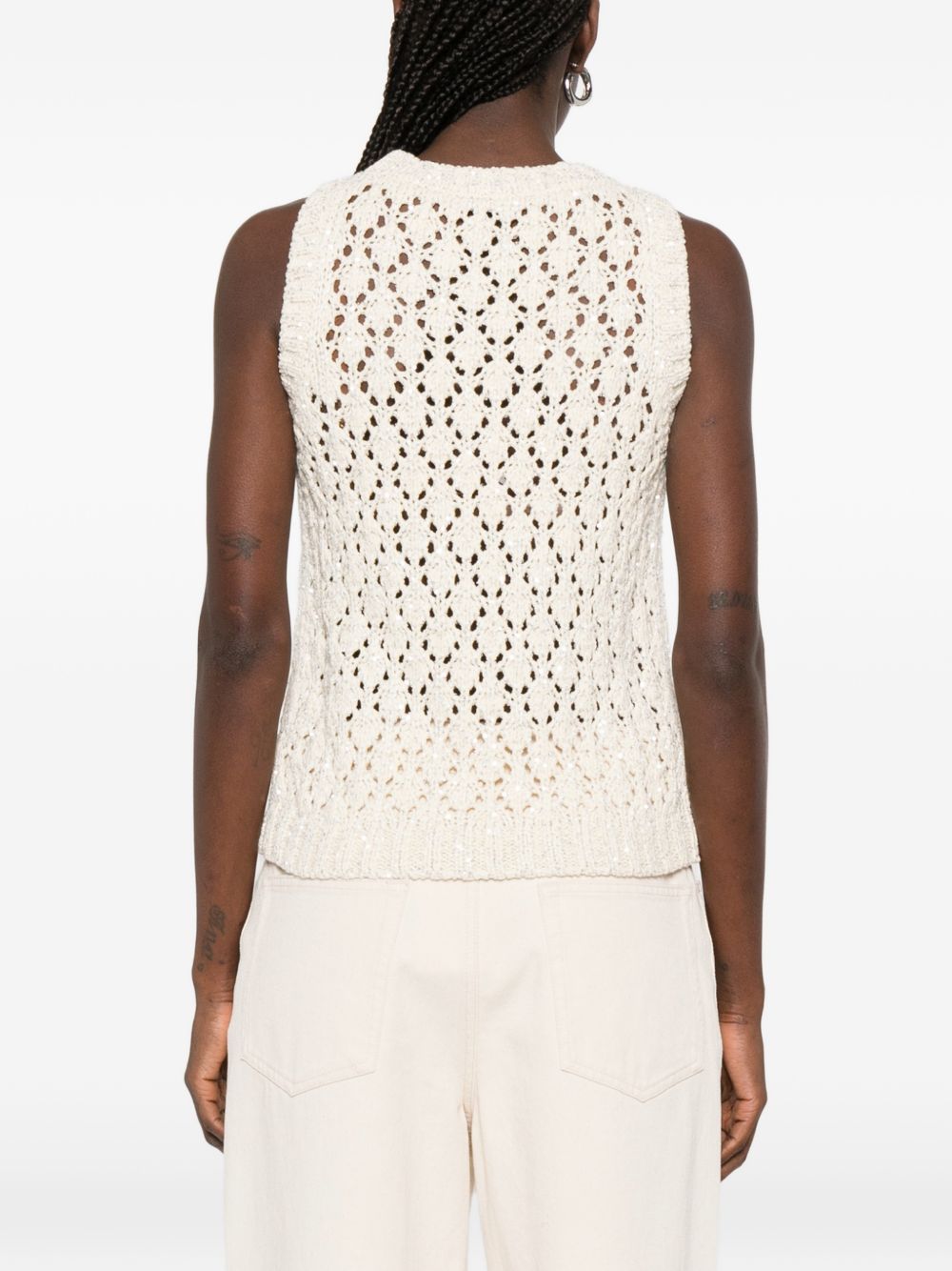 Fabiana Filippi Open-Knit Sleeveless Top White
