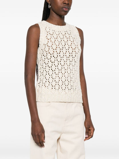 Fabiana Filippi Open-Knit Sleeveless Top White