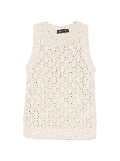 Fabiana Filippi Open-Knit Sleeveless Top White