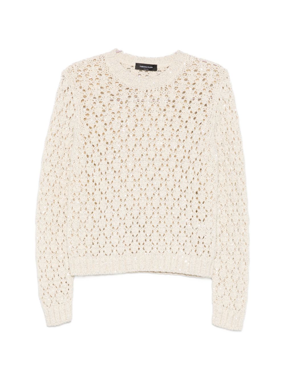 Fabiana Filippi Crewneck Open Knit Sweater White