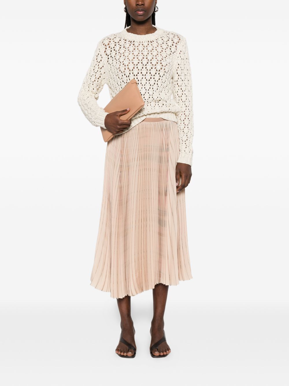 Fabiana Filippi Crewneck Open Knit Sweater White