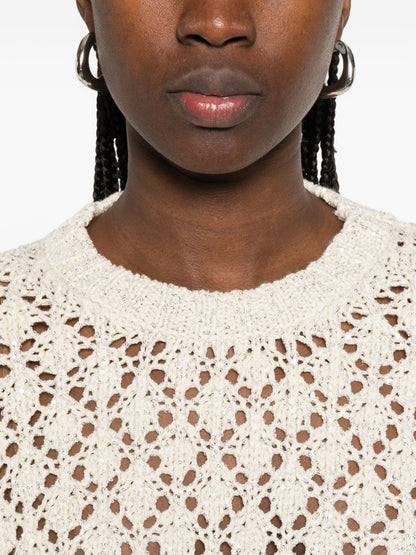 Fabiana Filippi Crewneck Open Knit Sweater White