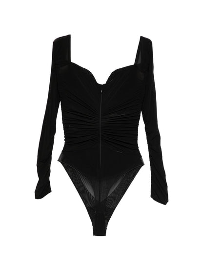 Elisabetta Franchi Off-Shoulder Stretch Bodysuit Black