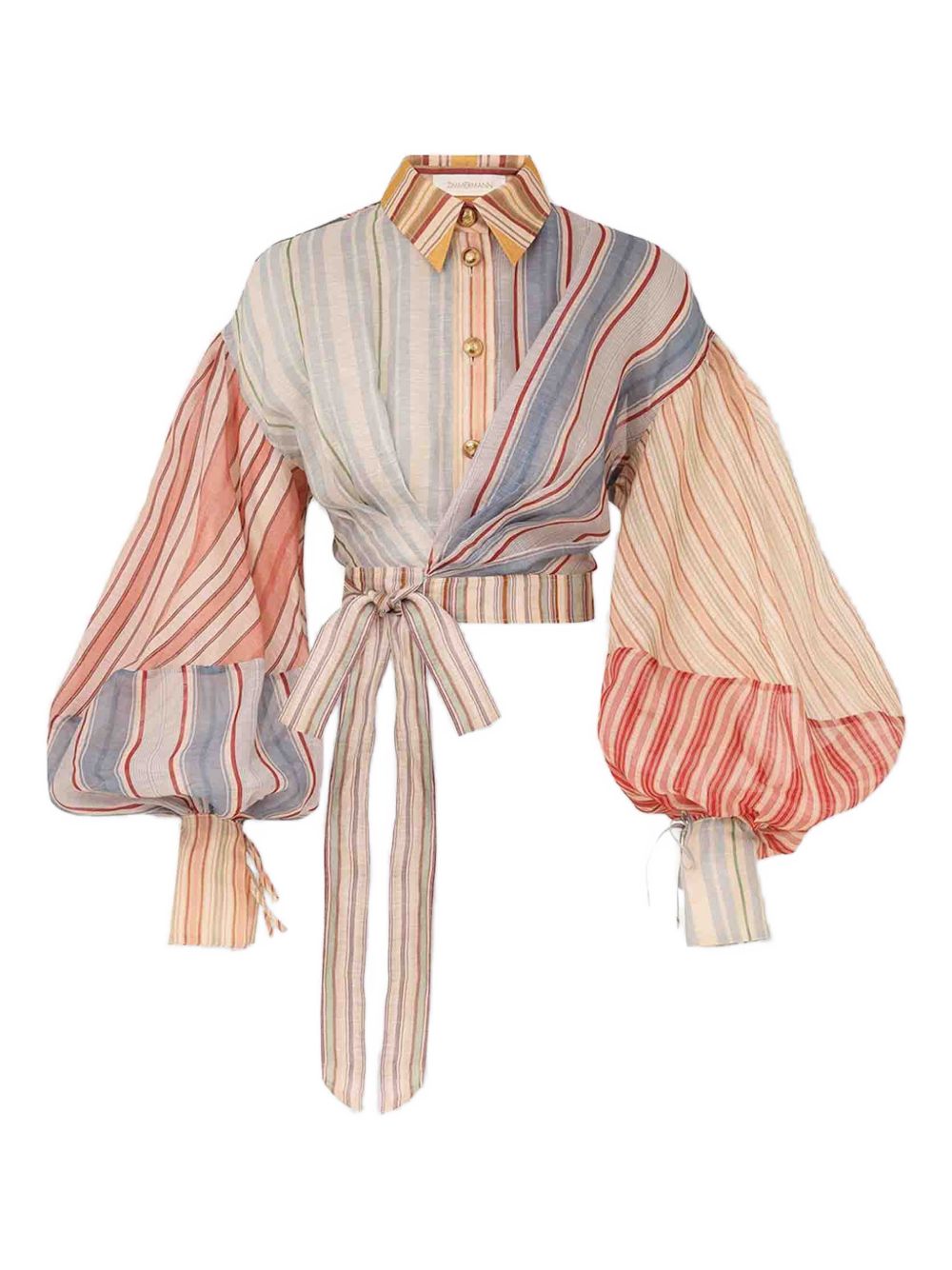 Zimmermann Spliced Silk Linen Shirt MultiColour