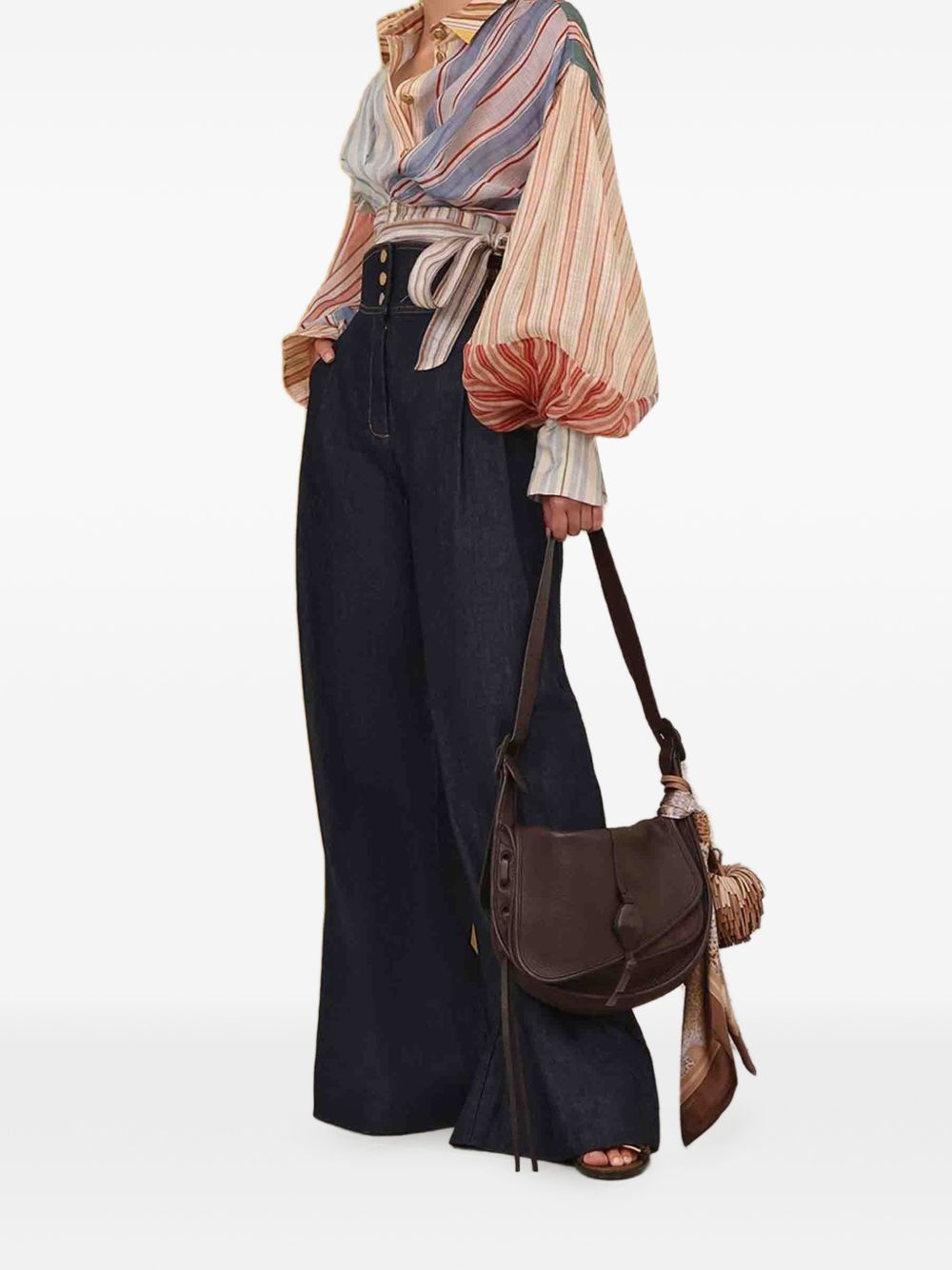 Zimmermann Spliced Silk Linen Shirt MultiColour
