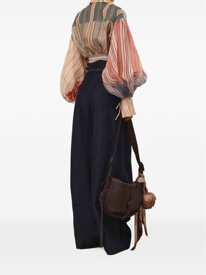 Zimmermann Spliced Silk Linen Shirt MultiColour