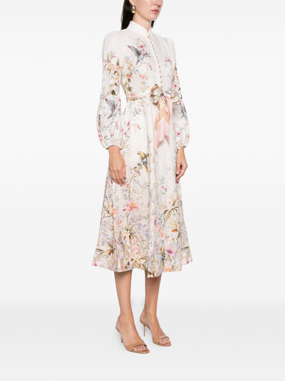 Zimmermann Rebellion Printed Midi Dress Beige