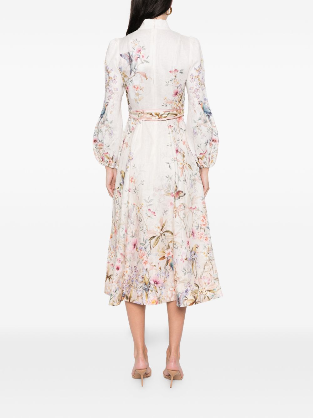 Zimmermann Rebellion Printed Midi Dress Beige