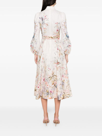 Zimmermann Rebellion Printed Midi Dress Beige