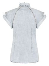 Zimmermann Bow-Tie Cotton Denim Shirt Clear Blue