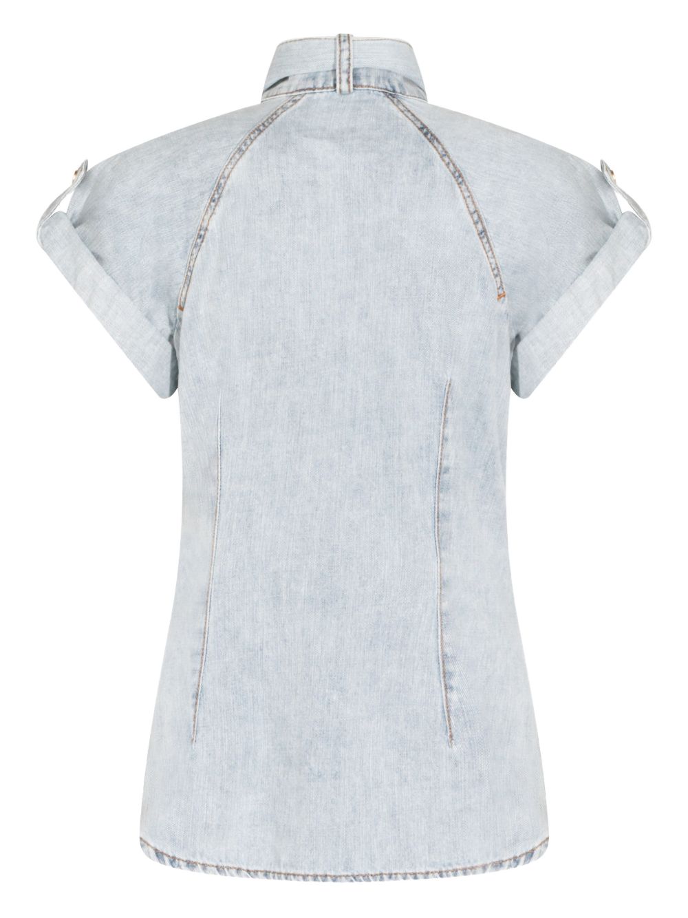 Zimmermann Bow-Tie Cotton Denim Shirt Clear Blue