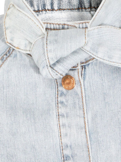 Zimmermann Bow-Tie Cotton Denim Shirt Clear Blue
