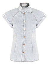 Zimmermann Bow-Tie Cotton Denim Shirt Clear Blue