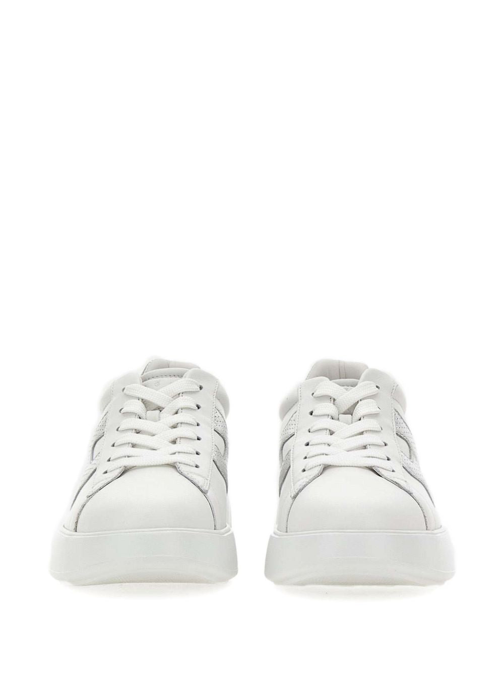 Hogan Rebel Wavy Leather Sneakers Silver