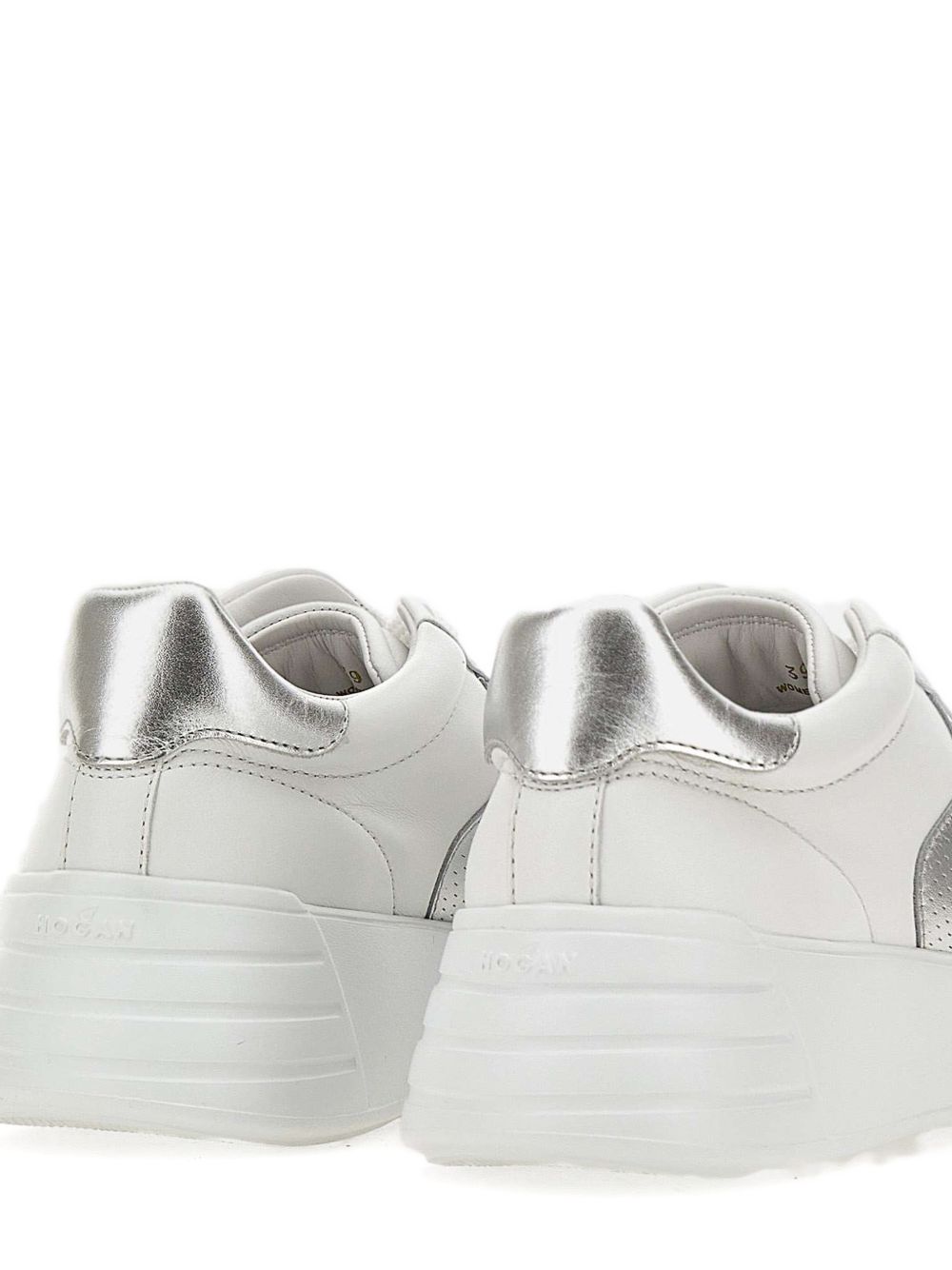 Hogan Rebel Wavy Leather Sneakers Silver