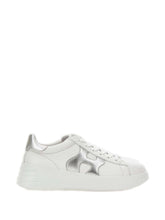 Hogan Rebel Wavy Leather Sneakers Silver