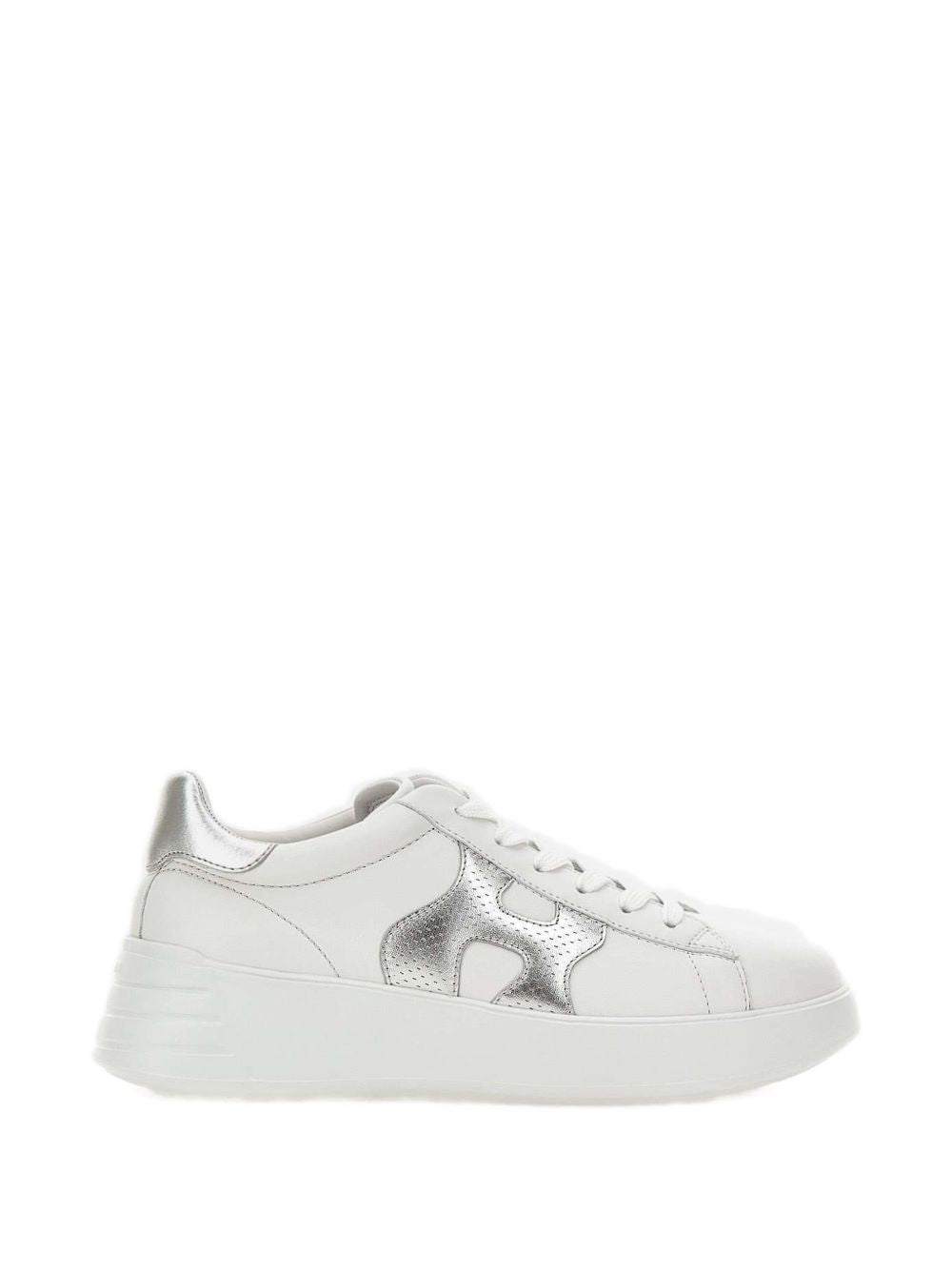 Hogan Rebel Wavy Leather Sneakers Silver