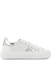 Hogan Platform Leather Lace-Up Sneakers Silver