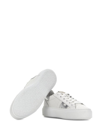 Hogan Platform Leather Lace-Up Sneakers Silver