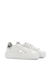 Hogan Platform Leather Lace-Up Sneakers Silver