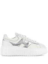 Hogan Leather Flatform H-Stripes Sneakers Silver