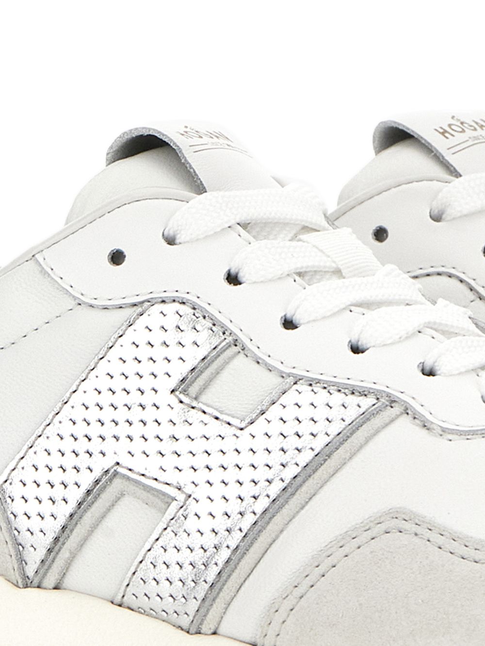 Hogan H641 Leather Low-Top Sneakers Silver