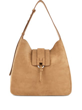 Hogan Suede Shoulder Hobo Bag Beige beige