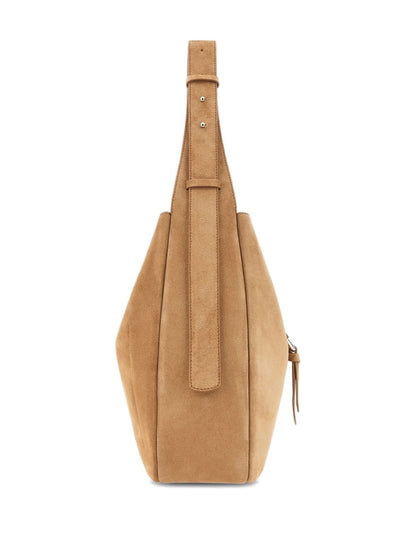 Hogan Suede Shoulder Hobo Bag Beige beige