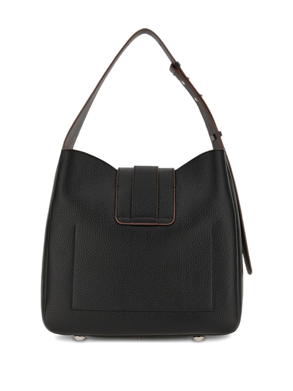 Hogan Grained Leather Hobo Bag Black