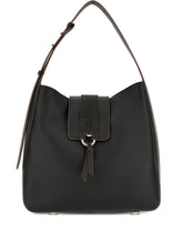 Hogan Grained Leather Hobo Bag Black
