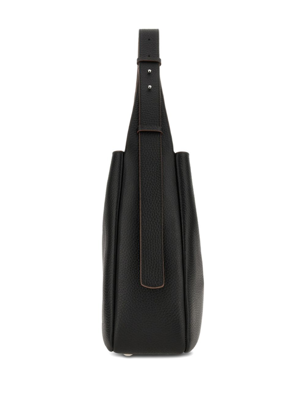 Hogan Grained Leather Hobo Bag Black