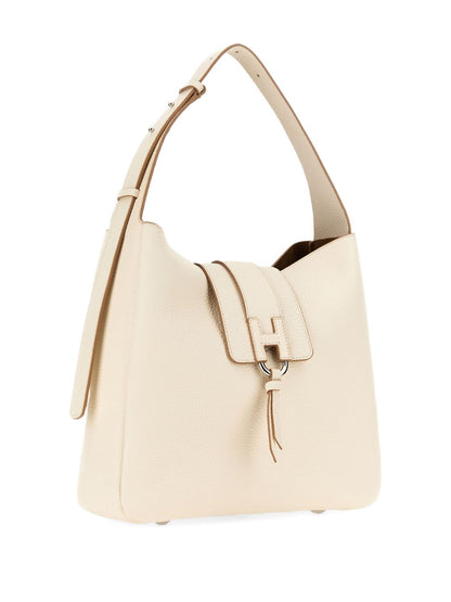 Hogan Calfskin Hobo Bag White White