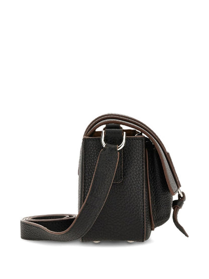 Hogan Grained Leather Crossbody Bag Black