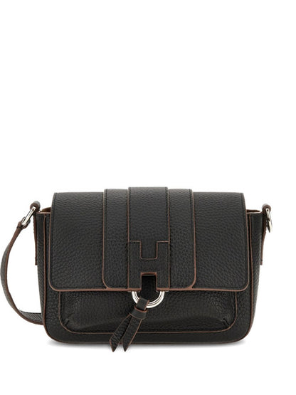 Hogan Grained Leather Crossbody Bag Black