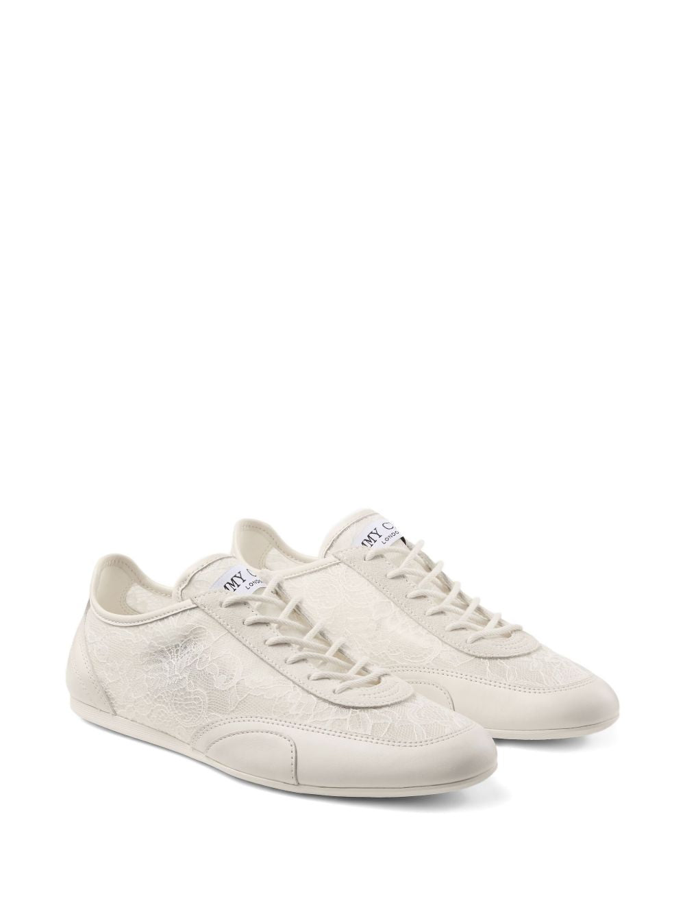 Jimmy Choo Sunny Leather Lace-Up Sneakers White
