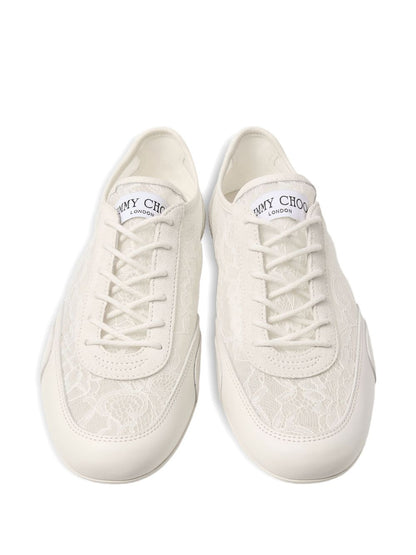 Jimmy Choo Sunny Leather Lace-Up Sneakers White